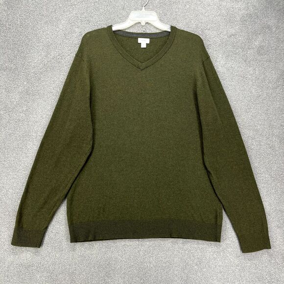 Old Navy Sweater Mens XXL Green V Neck Long Sleeve Cotton pullover lightweight - Picture 1 of 16